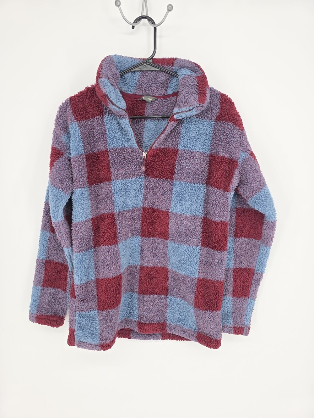 Womens Eddie Bauer Quarter Zip Plaid Pullover Multi Color Small